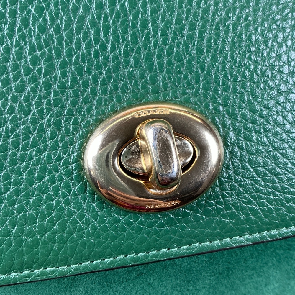 Coach Marlie Suede Emerald‎ Hunter Green Satchel Hand Shoulder Crossbody Bag - Picture 15 of 15